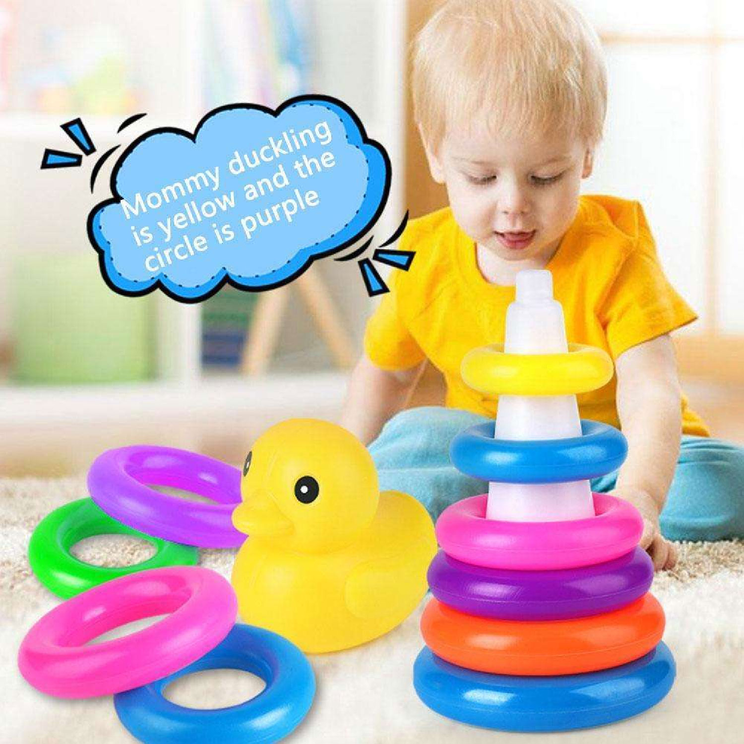 Rainbow Stacking Rings Toys for Baby Toddler Puzzle Toss Ring Toy ...