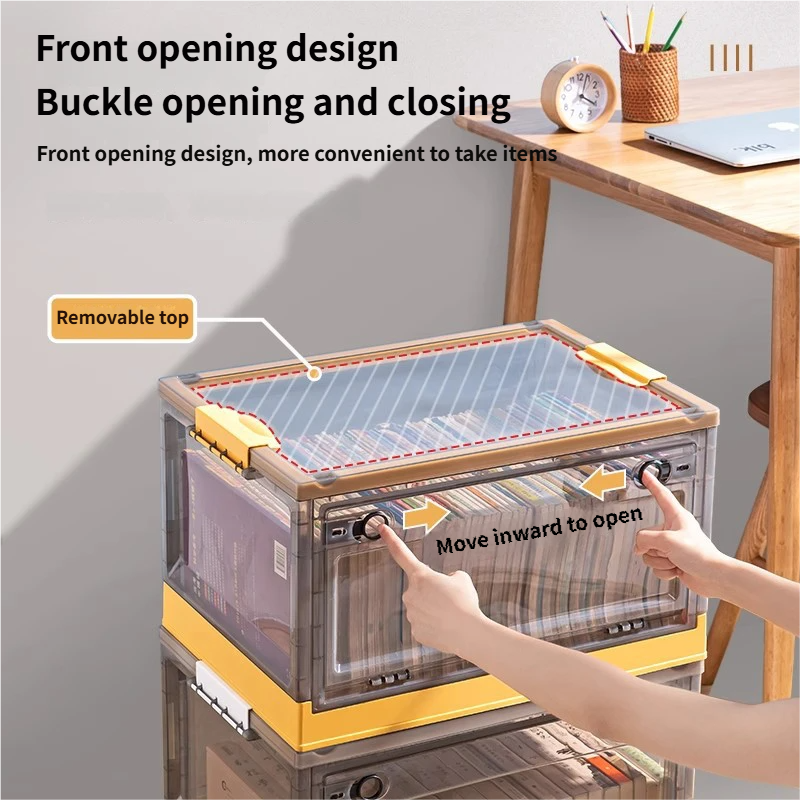 VISION 120L Foldable Storage Box Transparent Stackable Storage Box Book ...