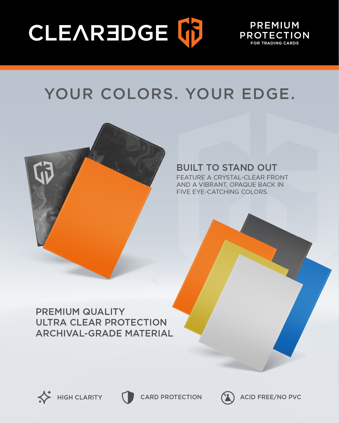ClearEdge Premium Card Sleeves - 100 /50 Pack | Standard Size, Durable ...