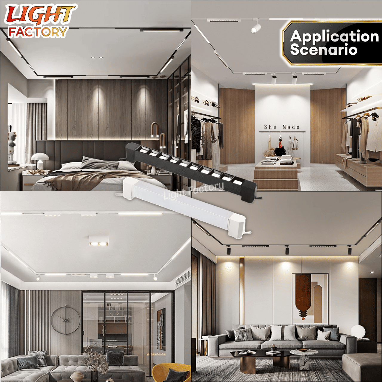 Linear Led Track Light 10W 20W 30W Spotlight 1 Meter Track Rail 3 ...