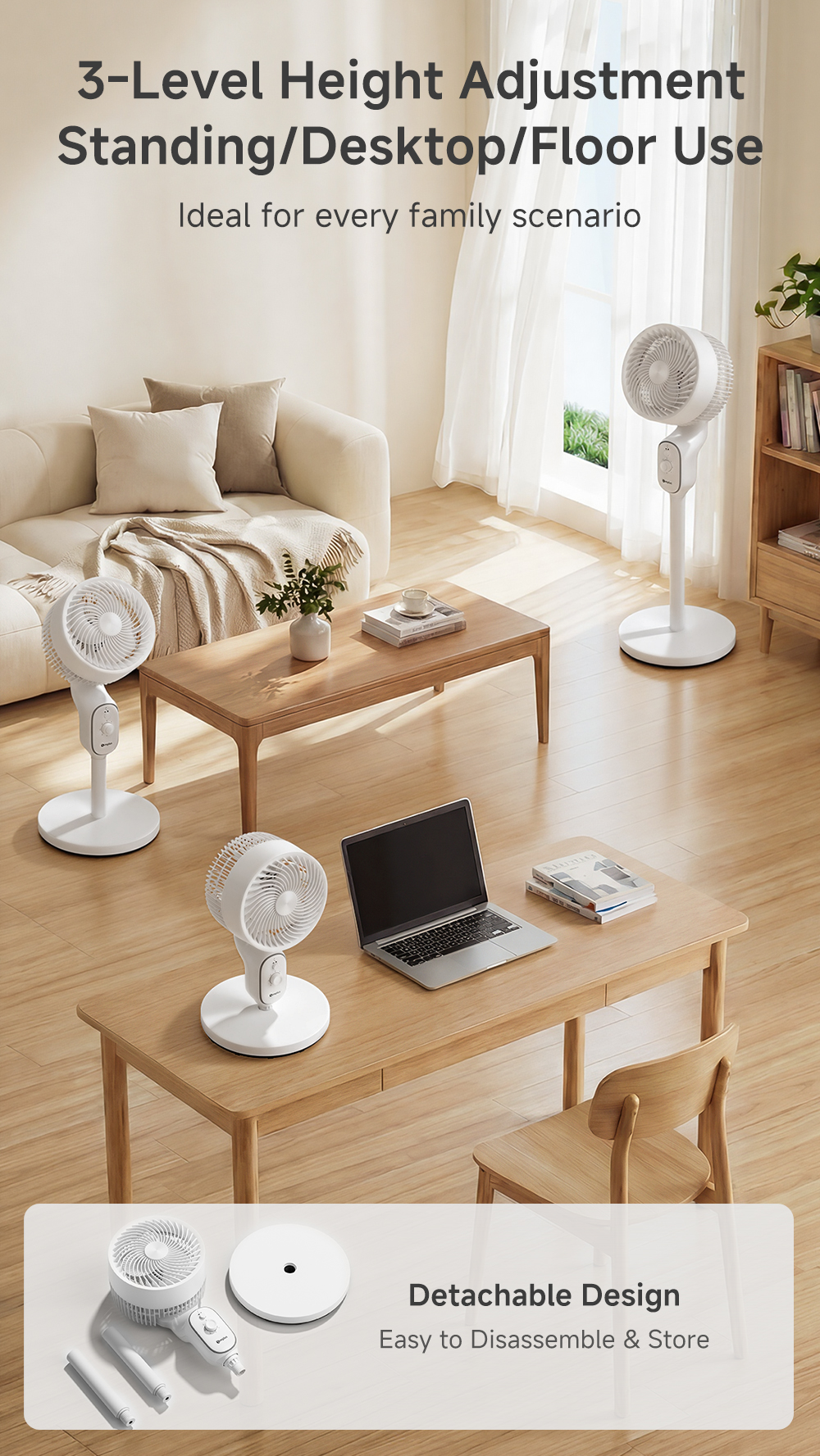 Simplus Pink Air Circulation Fan Household Vertical Standing Fan Multi ...