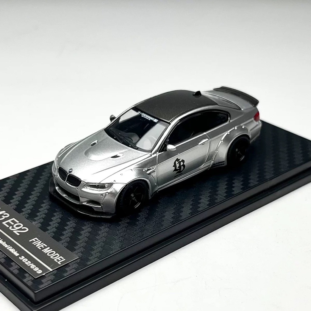 Fine Model BMW M3 E92 LBWK Liberty Walk wide bodykit_silver (Diecast 1/ ...