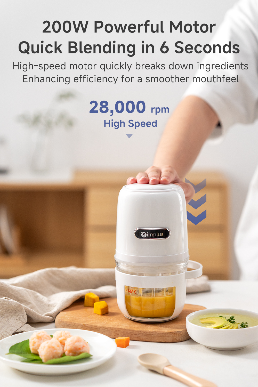 Simplus 400ML Mini Baby Food Processor丨304 Stainless Steel丨200W ...