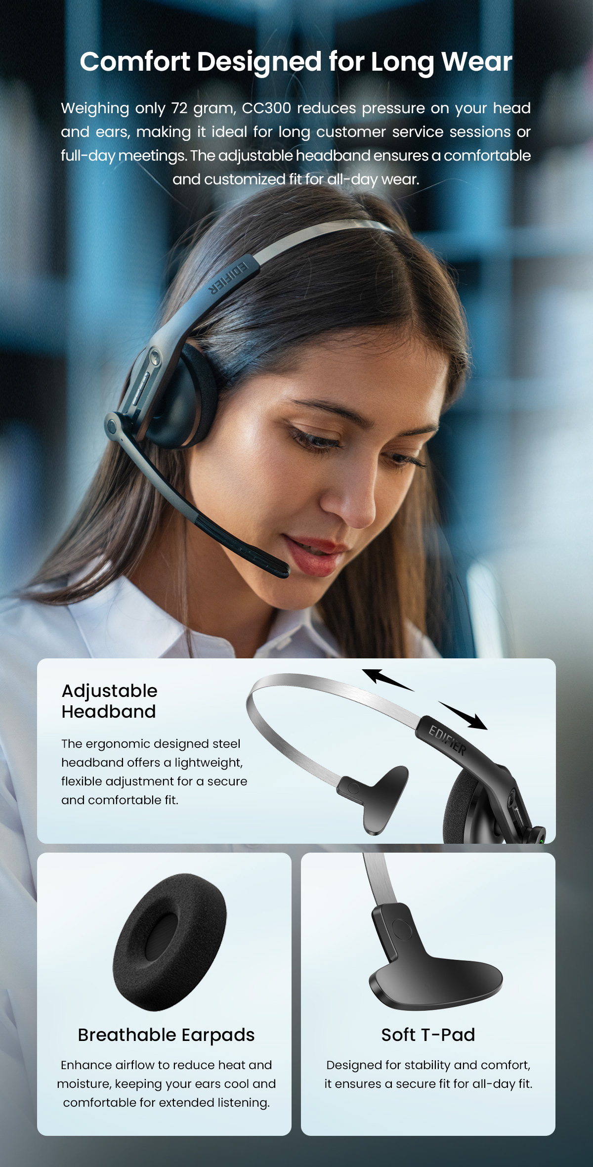 [Office Use] Edifier CC Series Mono Headset | CC100 Wired | CC300 ...