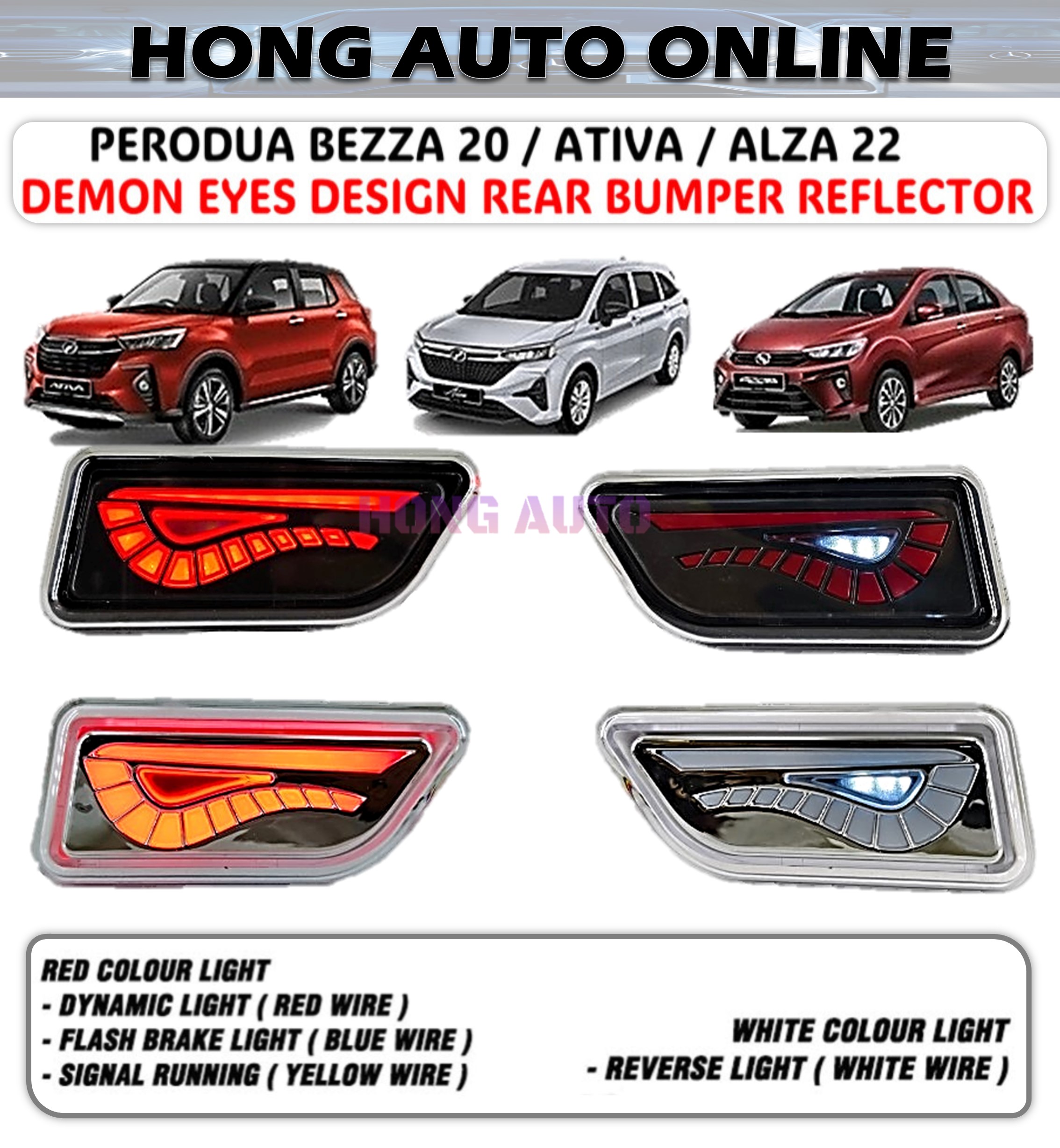 Perodua Ativa/Bezza 2020 - 2024/Alza 2022 - 2024 Demon Eyes Design 4 ...