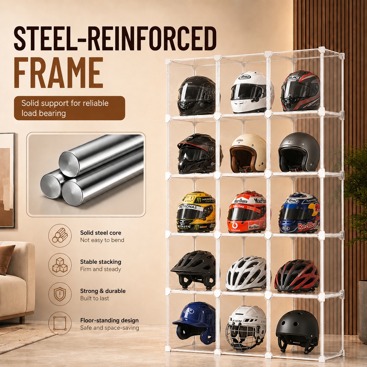 IKEA Dustproof Helmet Display Rack Helmet Shelf Display Cabinet ...