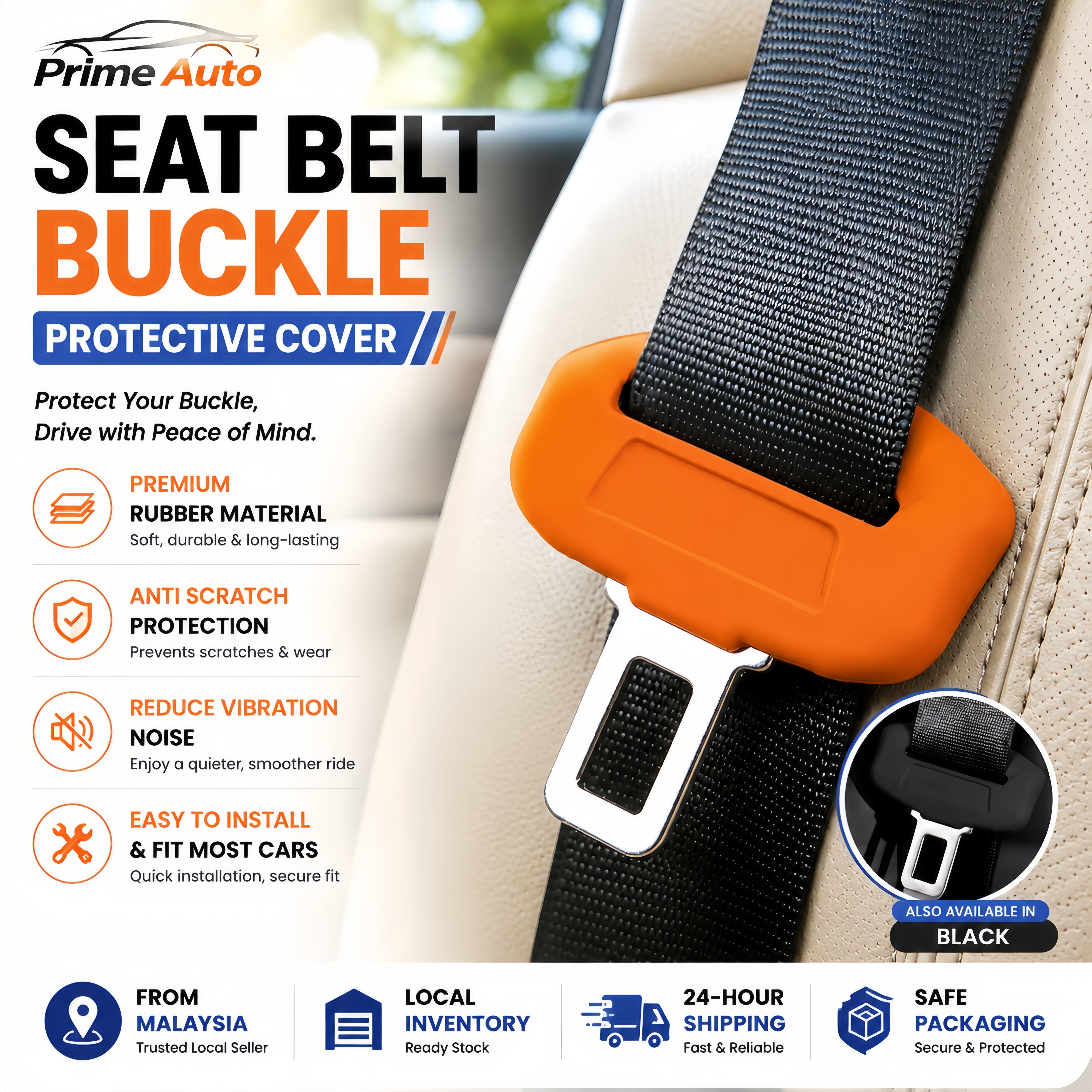 【Local Stock】4/2 Car Seat Belt Buckle Cover Rubber Protector Anti ...
