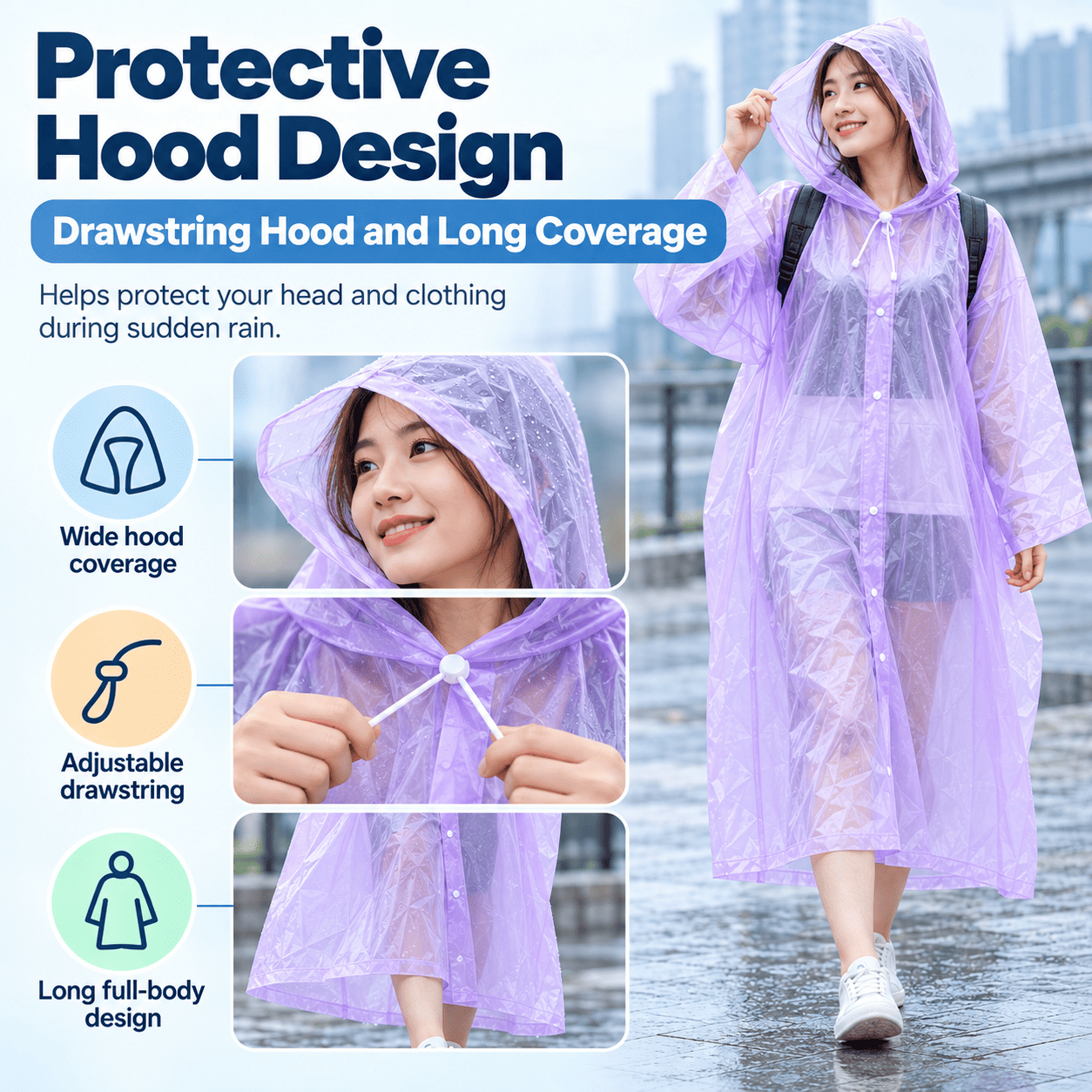 iExMart Colorful Thick Adult Raincoat | Portable Poncho Baju Hujan ...