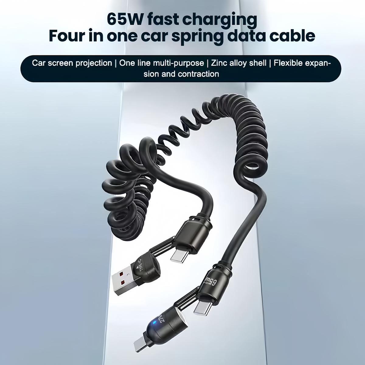 Spring Fast Charging Cable 2M 4-in-1 PD27W USB Type C Cable Usb C ...