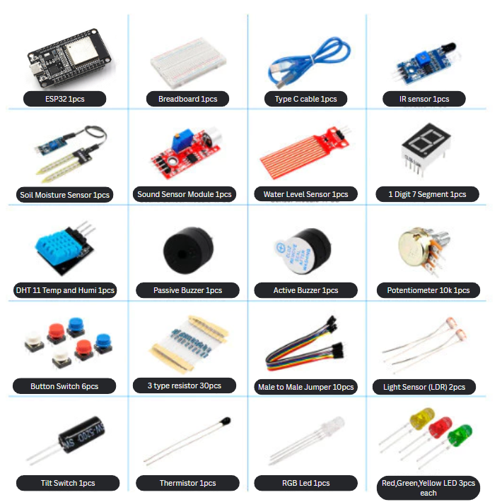 Starter Kit For ESP32 (Many Sensors) ESP32 Starter Kit for RBT/School ...
