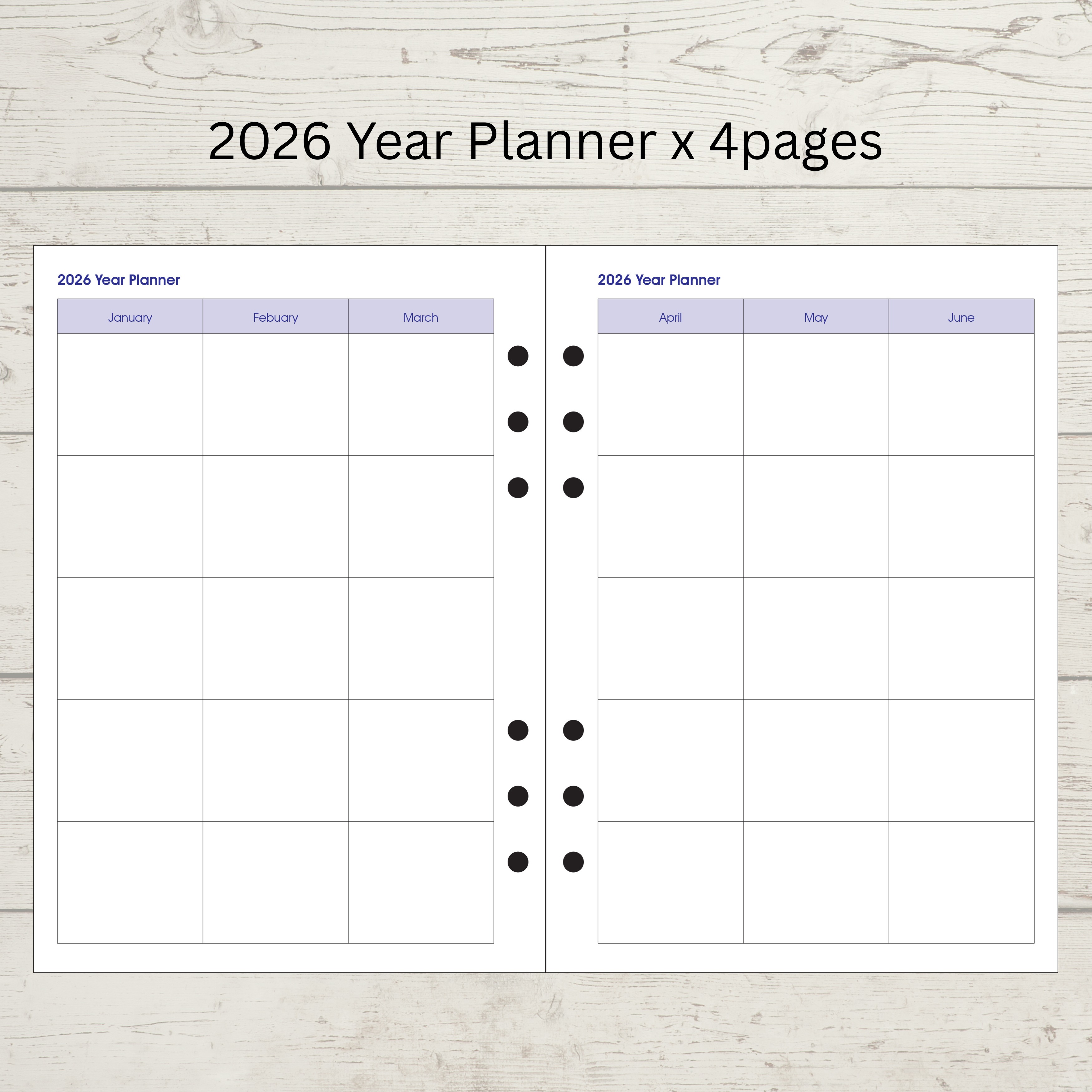 2026 Diary Month Planner A5 PU Organizer 6 Ring Binder Loose Leaf ...