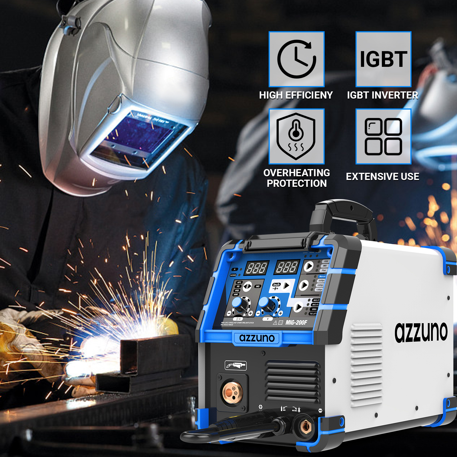 AZZUNO welding machine MIG,6 in 1 automatic tig argon gasless electric ...