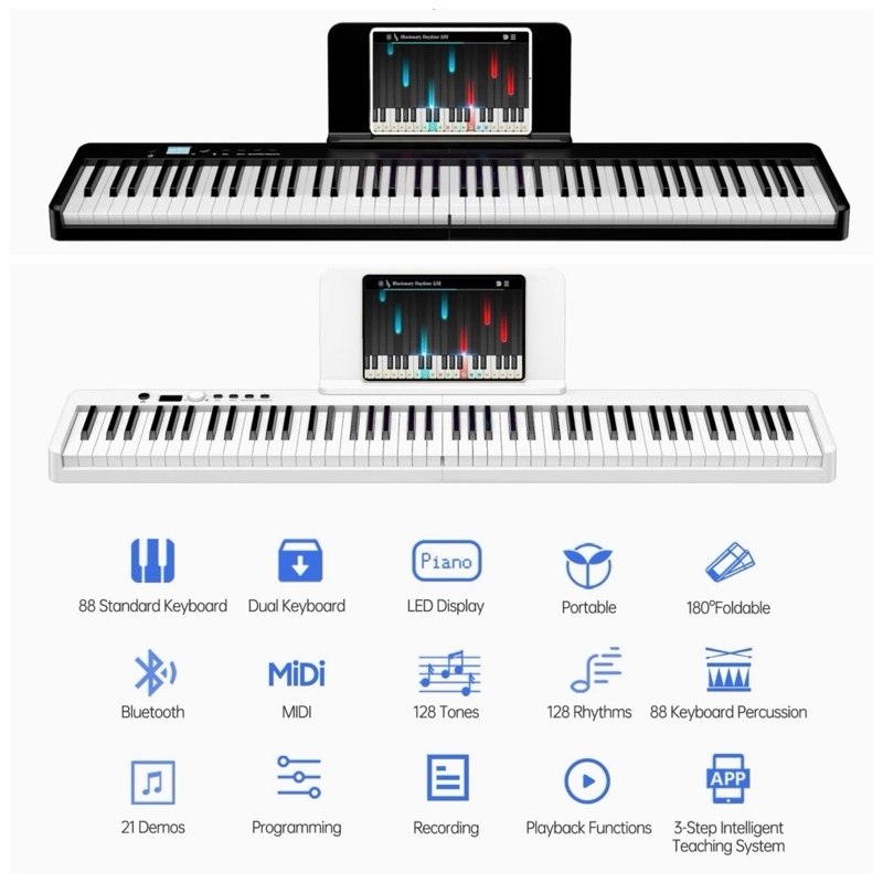 🔥Minimum Price🔥88 keys Piano Electronic Keyboard Bluetooth Foldable and ...