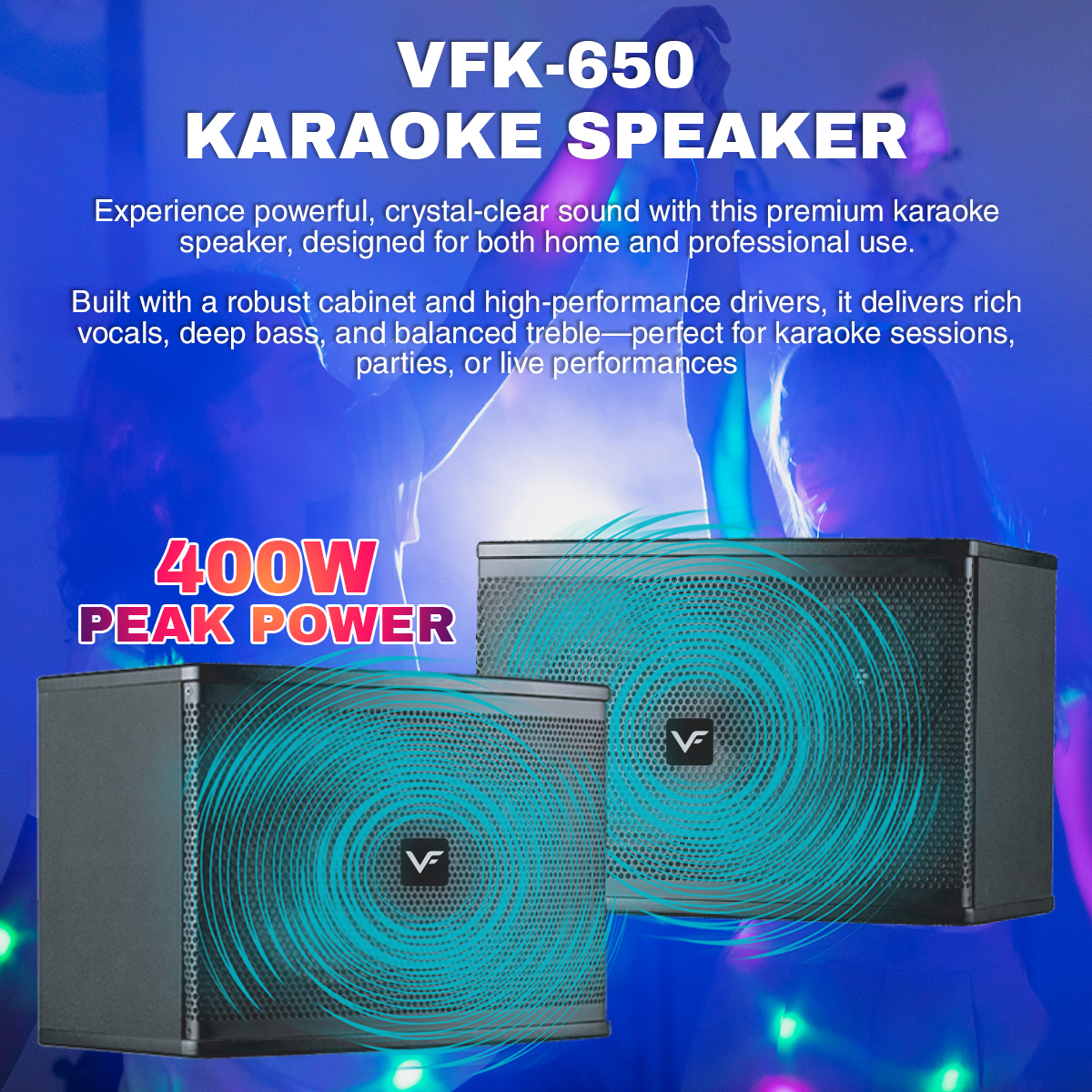 Vinnfier VF Ultra Pro 6 Inch Karaoke Set Amplifier 200W Speaker 400W ...