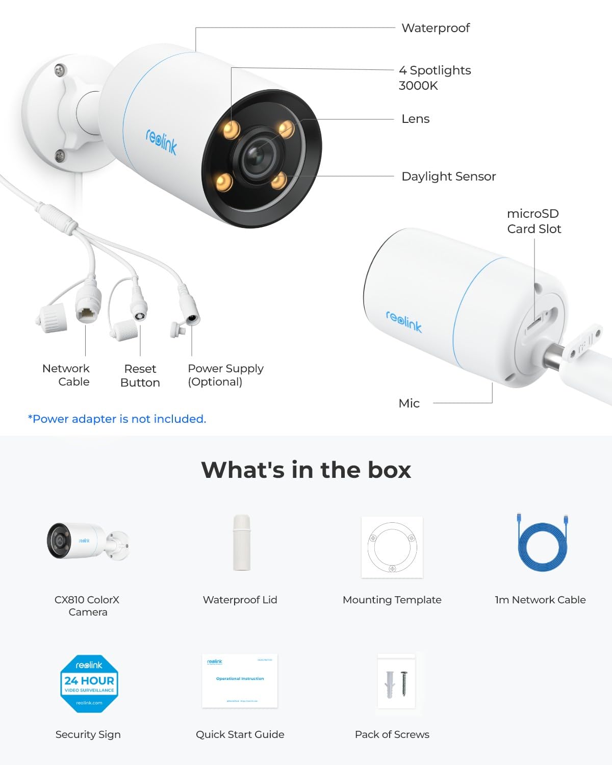 Reolink CX810 CX820 ColorX 8MP/ CX410 PoE IP Camera True Full-Color ...