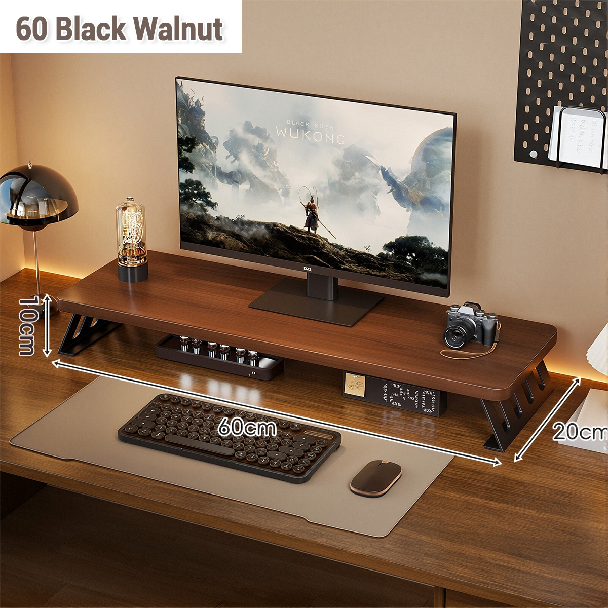 Wooden Monitor Stand Desktop Computer Screen Riser Office PC Storage ...