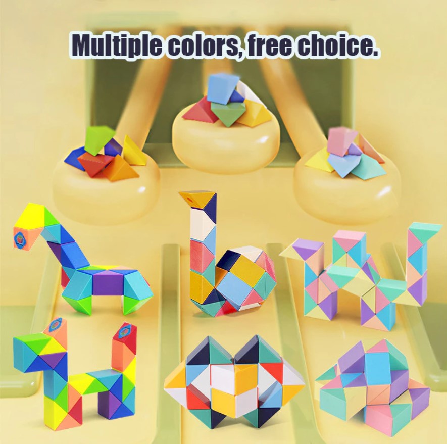 【eASY】24-72 Colors 3D Magic Snake Rubik Ruler Puzzle Cube Foldable ...