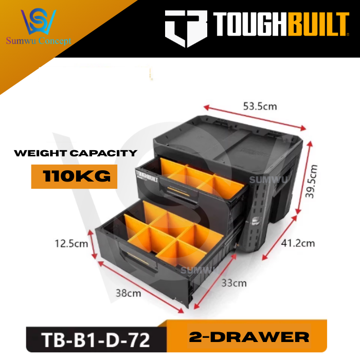 TOUGHBUILT StackTech Drawer Rolling Locking Box System Toolbox Storage ...