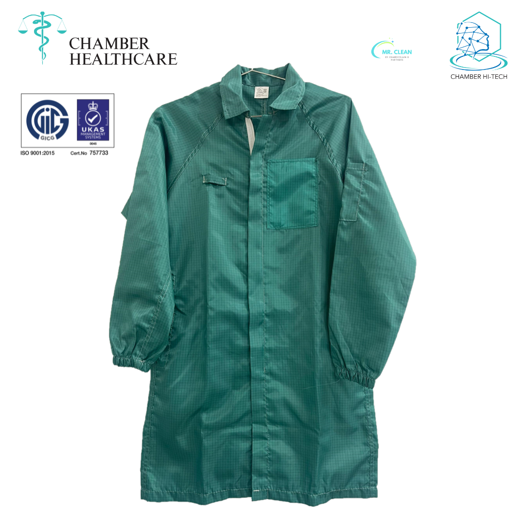 Chamber ESD Cleanroom Smock with attached Foldable Bag [Color: Dark ...