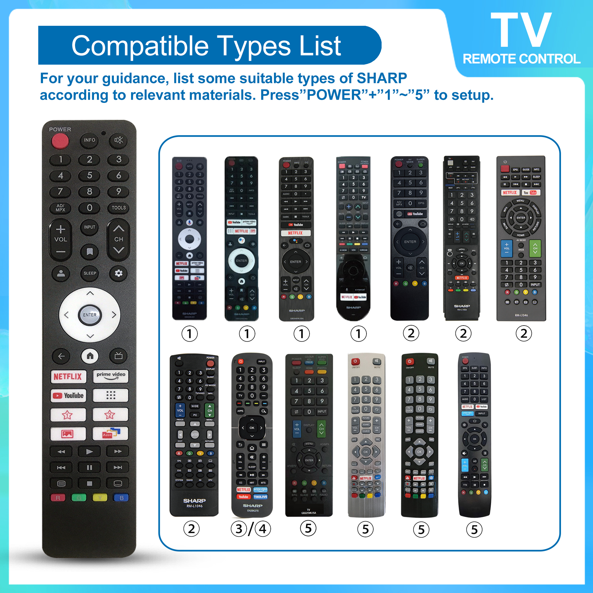 Remote Control for SHARP Android AQUOS LED LCD SMART TV Replacement ...