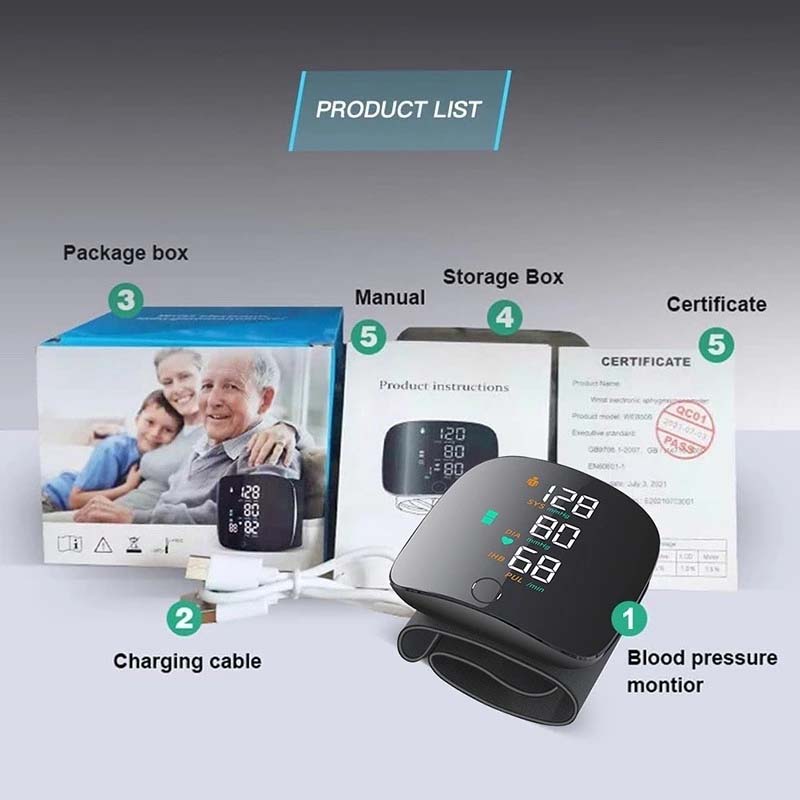 Rechargeable Wrist Blood Pressure Monitor BP Blood Pressure Machine ...