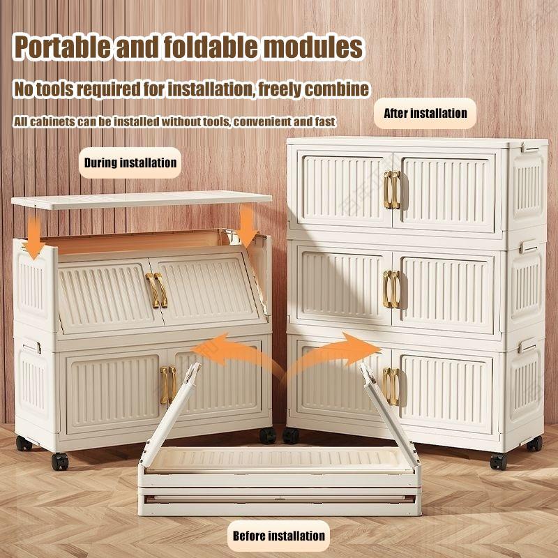 OHOHO Foldable Storage Box Stackable L50-90cm 2 Doors Checkers ...