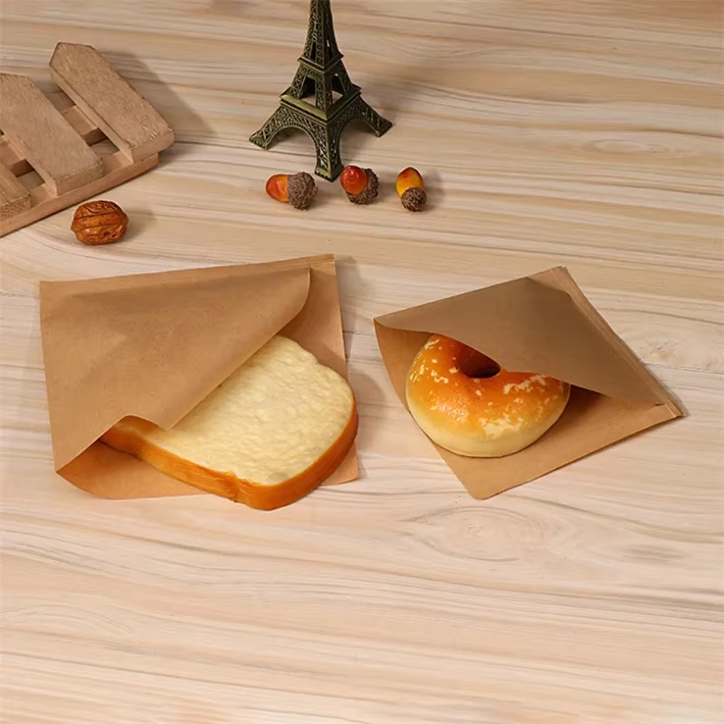 100pcs Disposable Blank Kraft Paper Bag/Pancake/BBQ Snack Wrapper/Oil ...