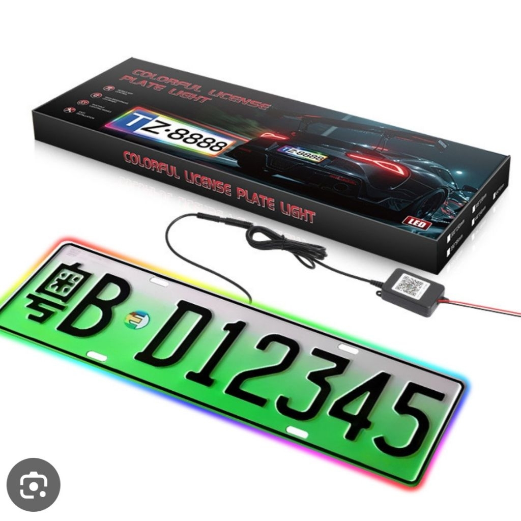 CAR NUMBER PLATE FRAME RGB LED APP COLOUR CONTROL LIGHT PLAT KERETA ...