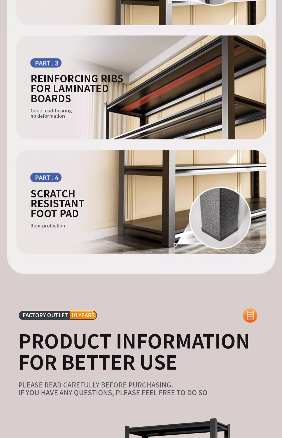 TAVA 3/4/5Tier Heavy duty full metal shelf （boltless） rack rak besi ...