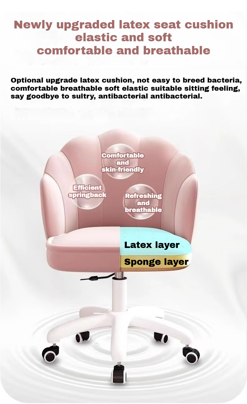Dressing Chair Sponge Latex With Wheel 360° Adjustable Office Computer ...