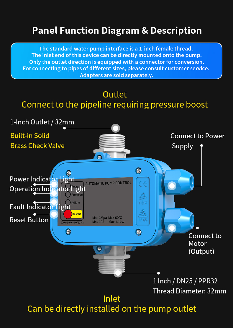 Automatic Water Pump Pressure Switch Controller 1500W 16A Regulator ...