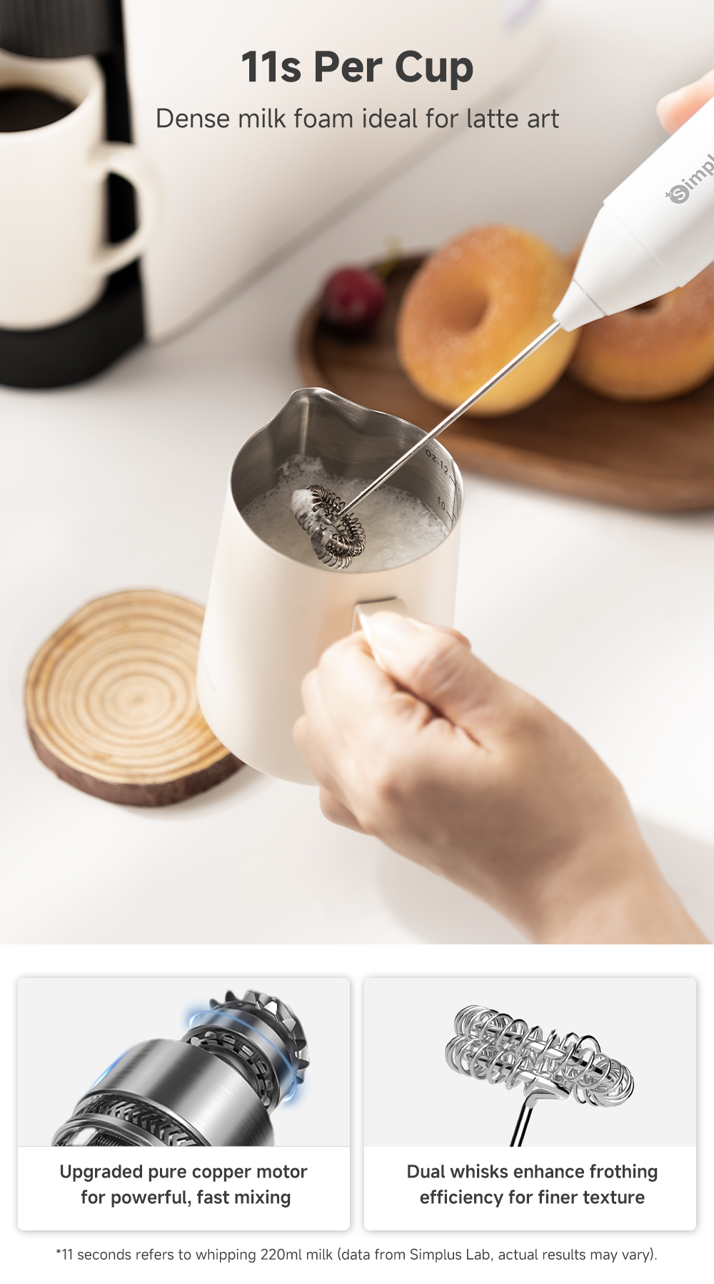 【New Launch】Simplus Wireless Electric Milk Frother & Egg Whisk丨Long ...