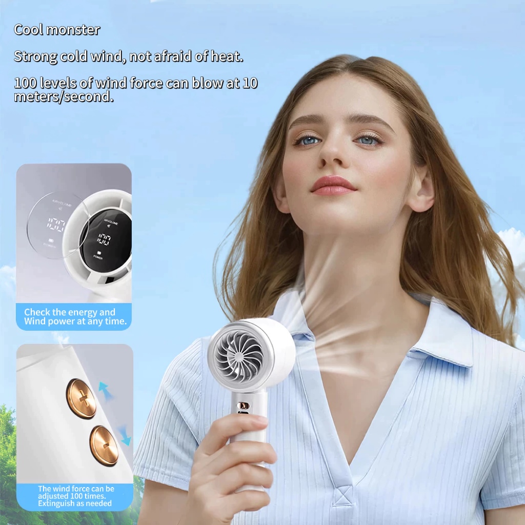 Mini Turbo Fan Rechargeable Portable Fan Handheld 100 Level Speed Wind ...