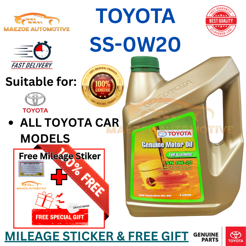 100% original Toyota Fully Synthetic SN 0w20 Engine Oil 4Litres 4L ...