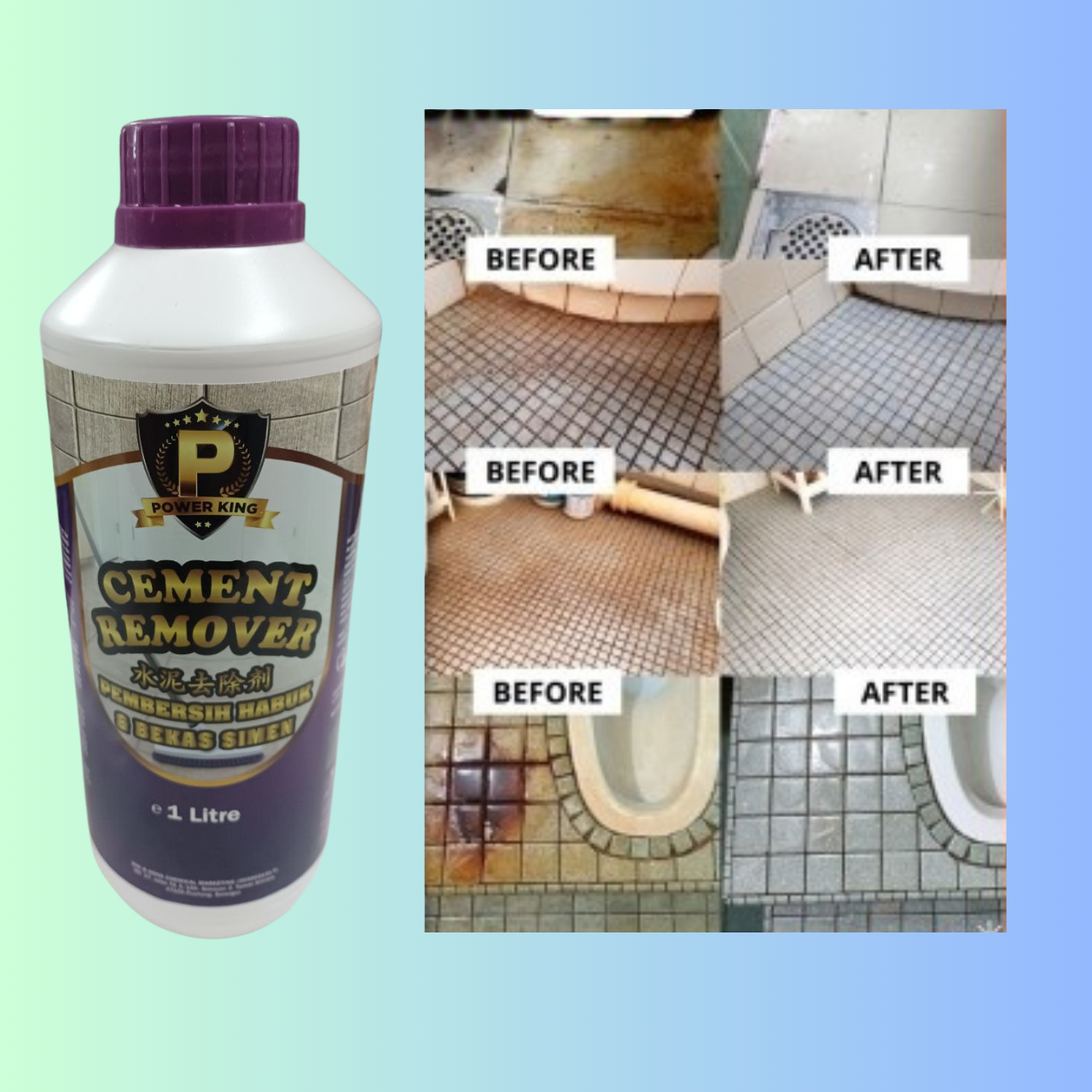 1 LITER POWER KING CEMENT REMOVER / PEMBERSIH HABUK & BEKAS SIMEN ...
