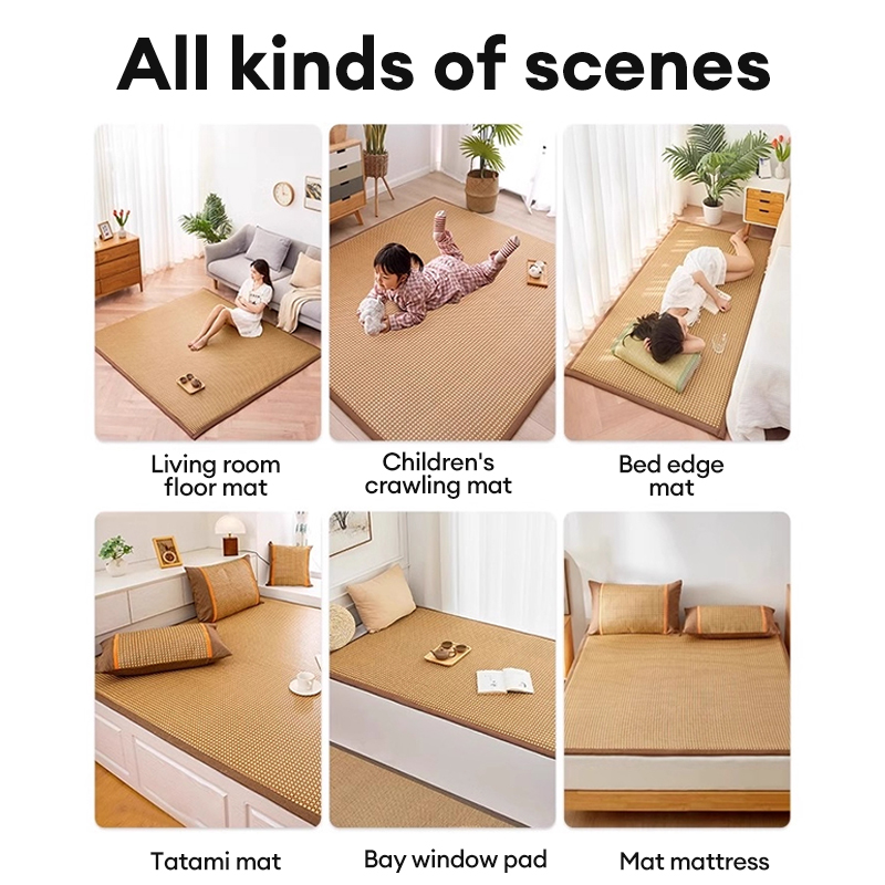 Funylife Summer Cool Foldable Rattan Mat Antibacterial Three-Piece Ice ...