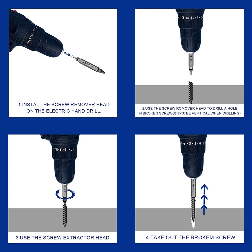 Merwin Damaged Screw Extractor Kit, Stripped Screw Extractor Set Easily ...