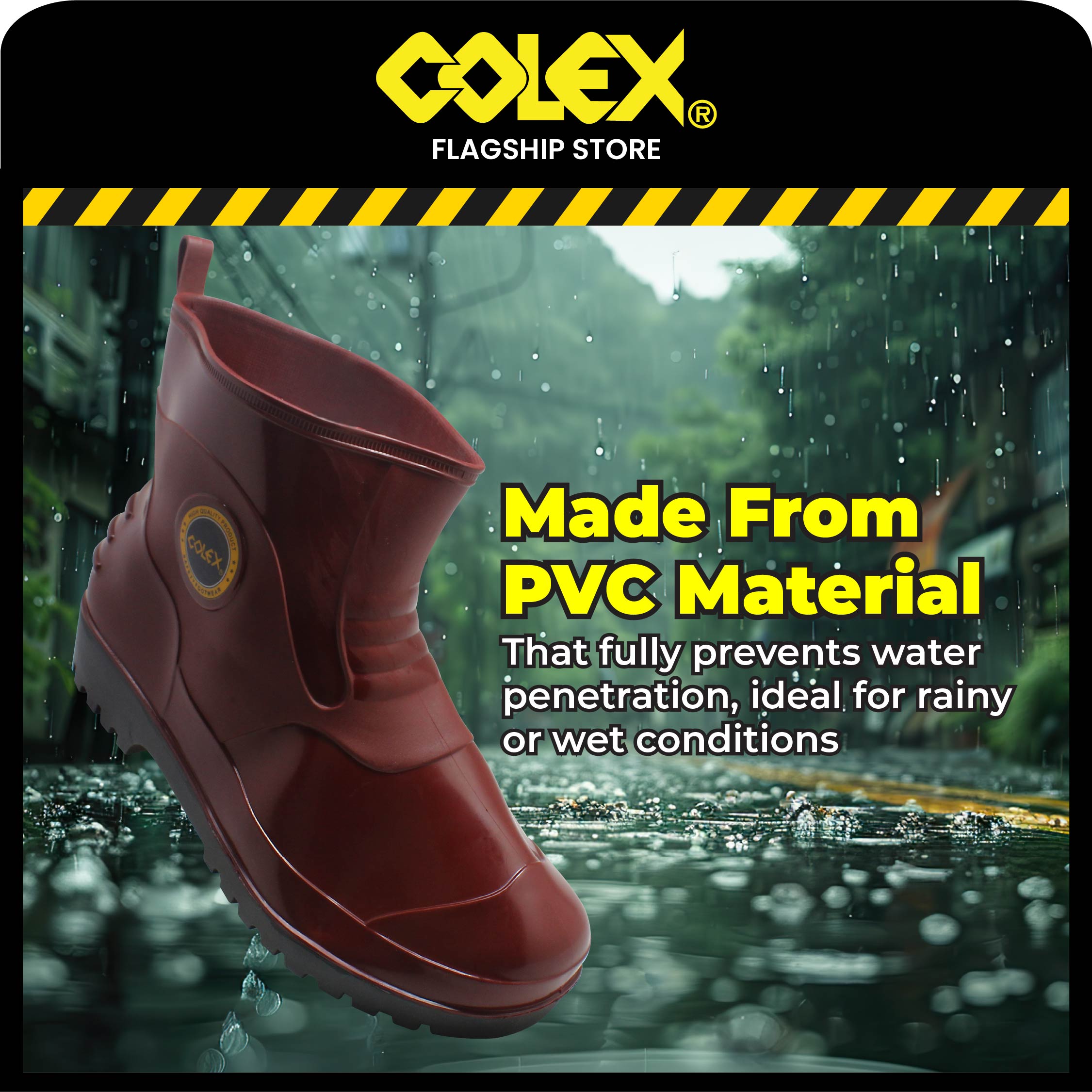 COLEX RM-6600 PVC Kitchen Boot Rain Boots Waterproof Anti Slip Garden ...