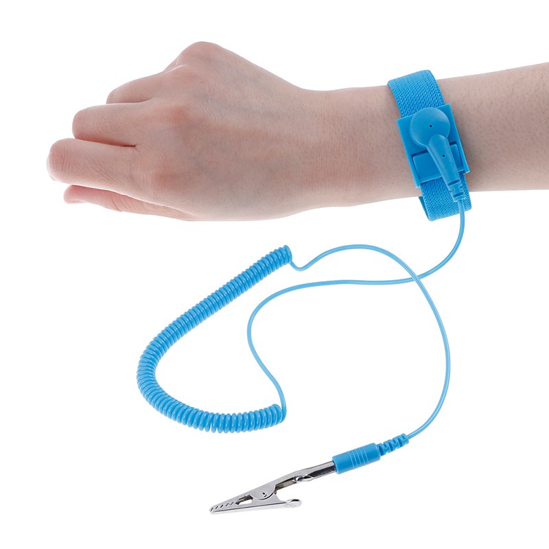 Blue Anti Static Wrist Strap with Grounding Wire Alligator Clip PVC ...