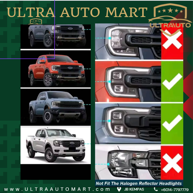 FORD RANGER RAPTOR T9 XL/XLT MATRIX RED AMBER HEAD LIGHT FUNCTION FRAME ...