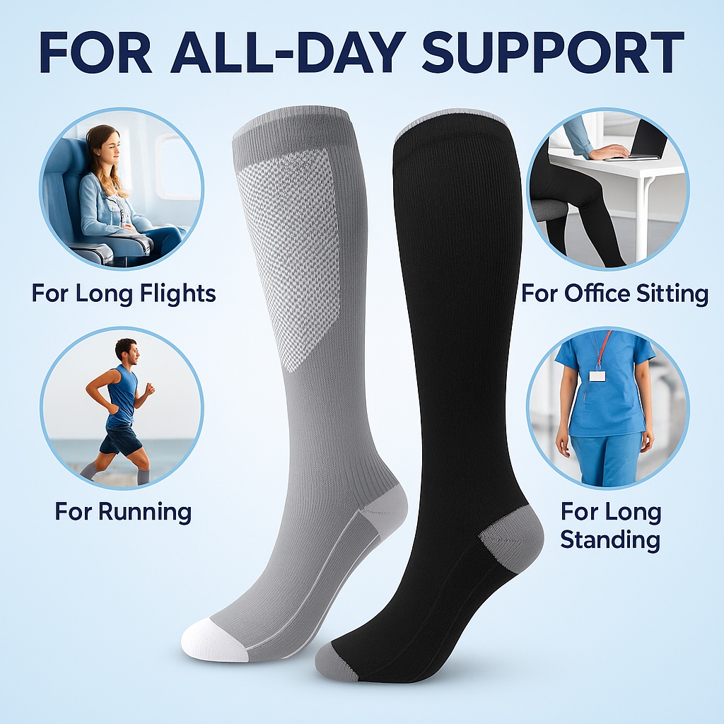 Ready Stock Flight Compression Socks Medical Grade | Travel Support ...