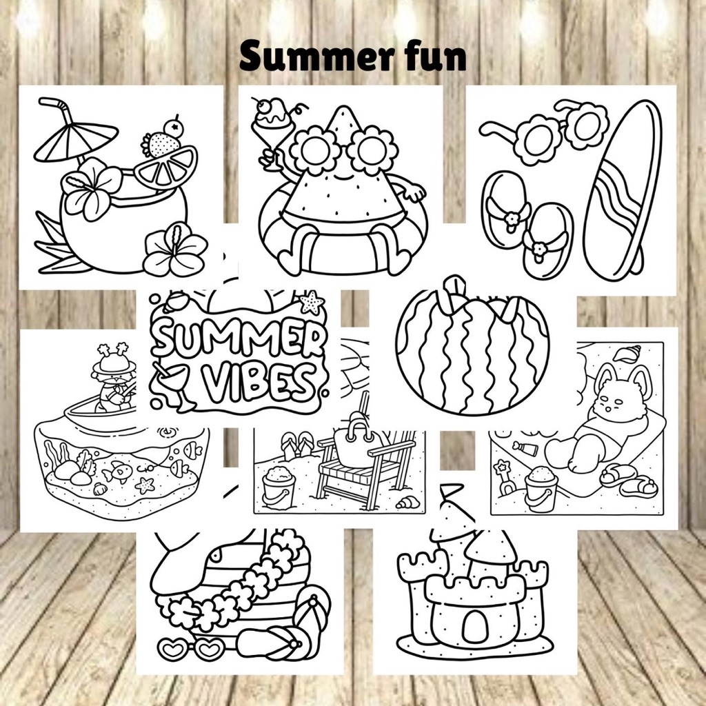 Summer fun by Cici slay coloring book 40 coloring pages Kertas Kertas ...
