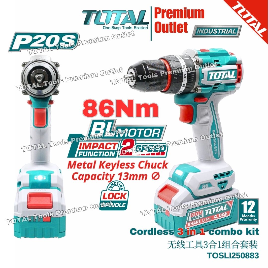 TOTAL Tools Limited Edition 20V series Cordless 3 in 1 COMBO set 无线工具3合 ...