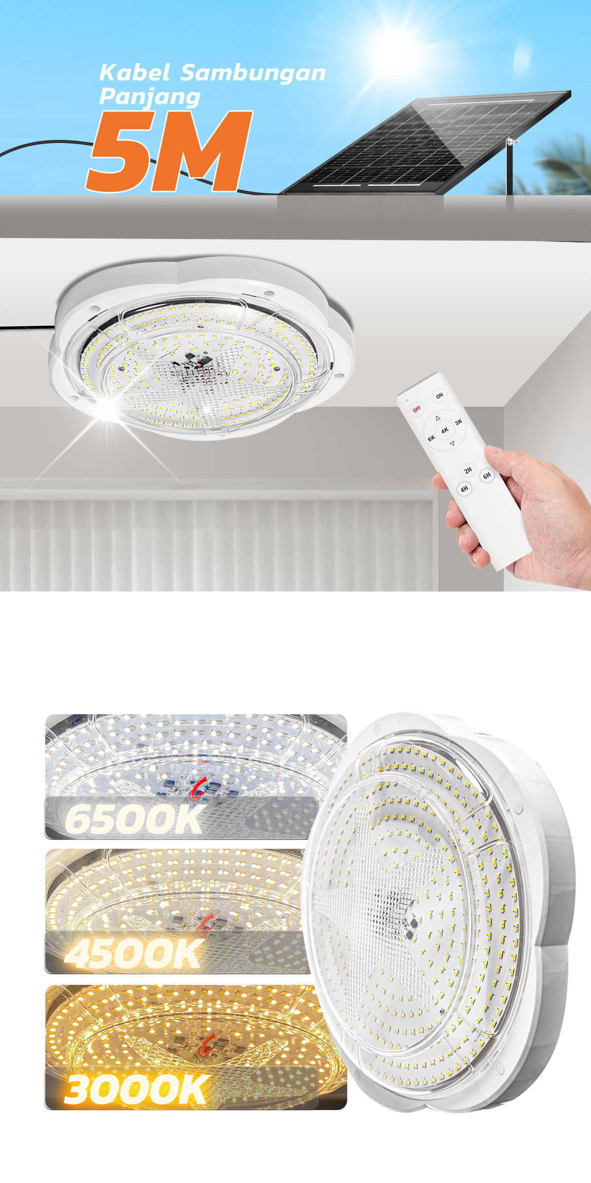 MODI Solar Ceiling Light LED 200W 280W 400W with remote control Ceiling ...