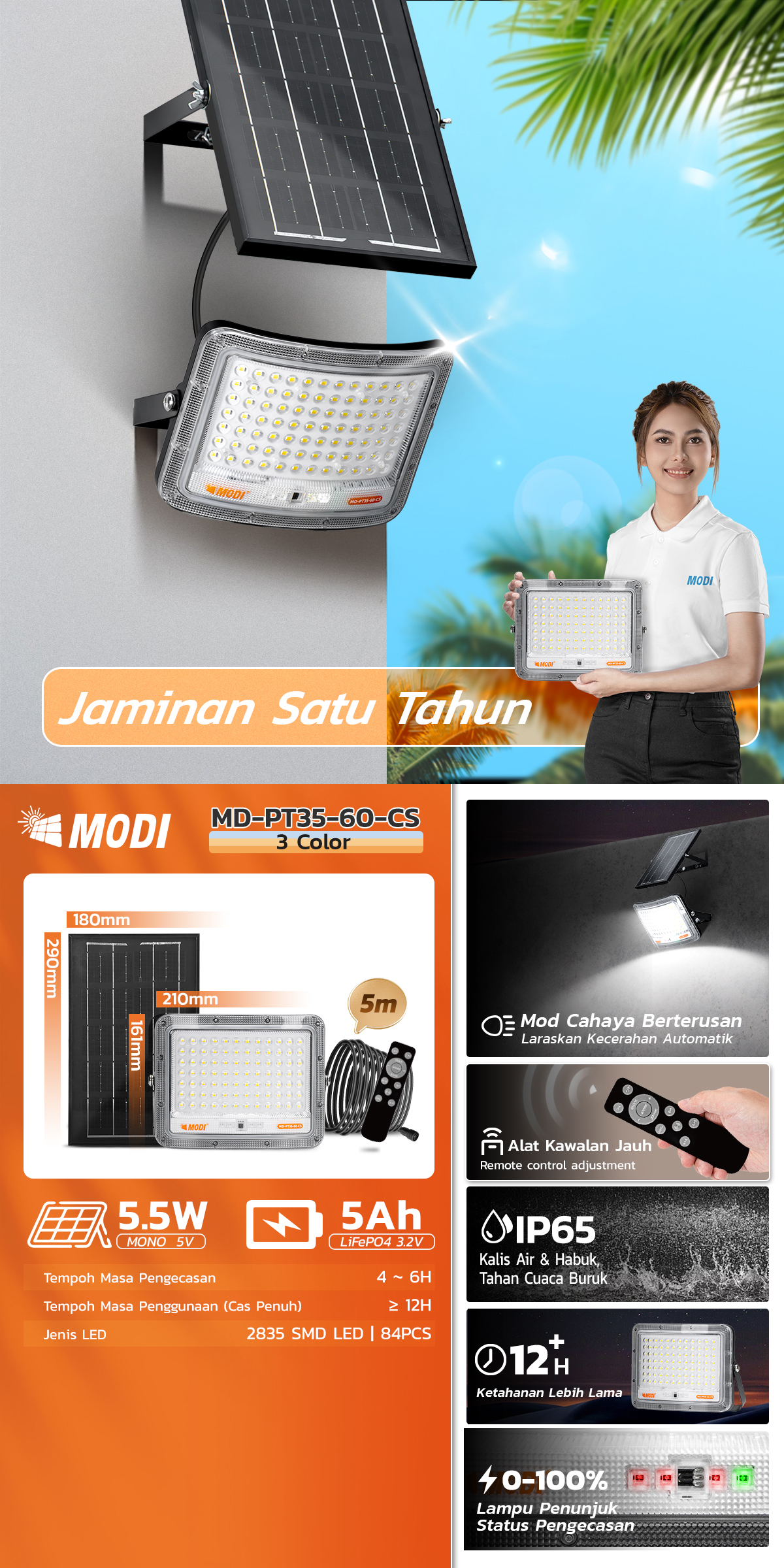 MODI Solar Spotlights 60W Outdoor Wall Lights LED Super Bright IP65 ...