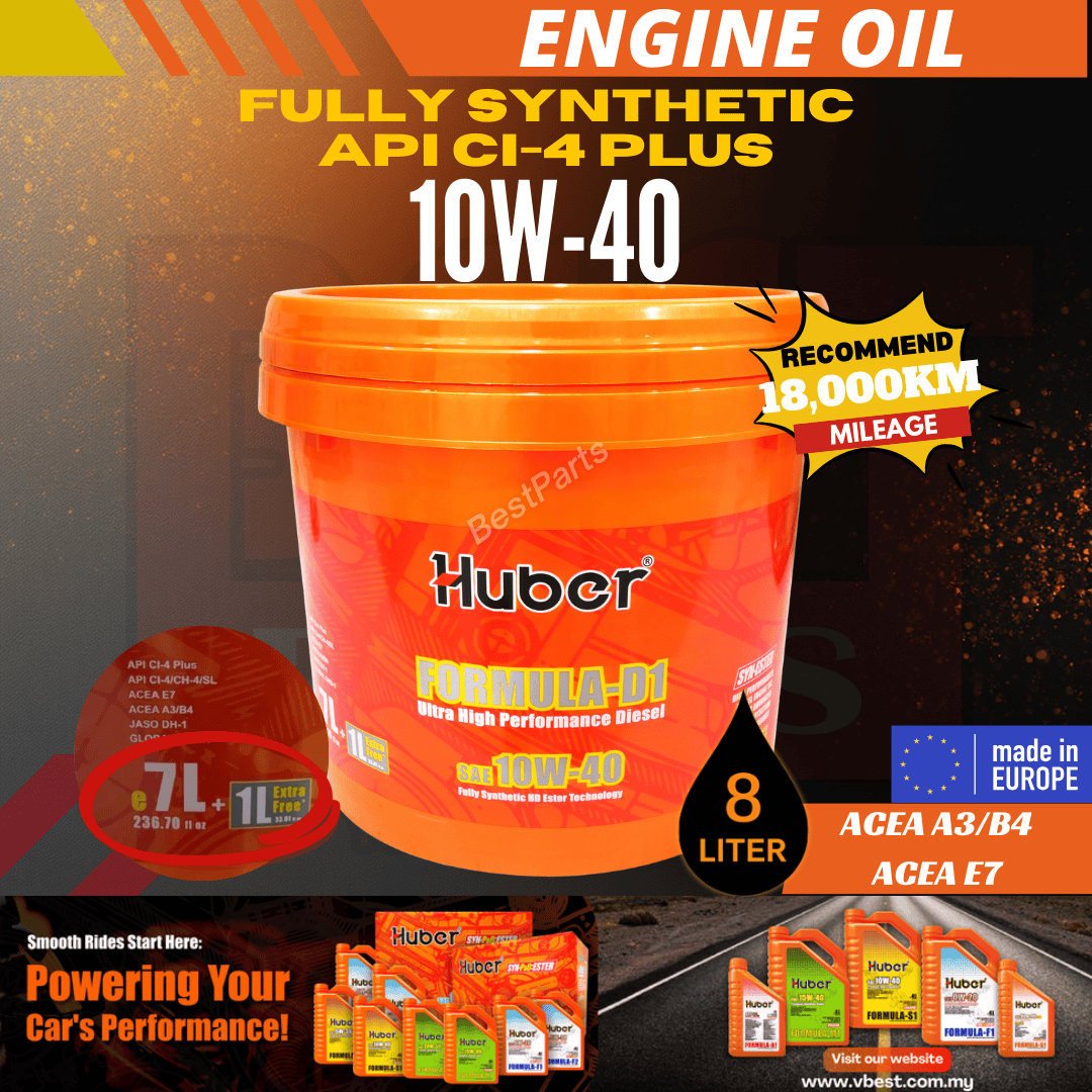 Huber 10W40 Formula D1 Diesel Fully Synthetic Engine Oil 8L Made in ...