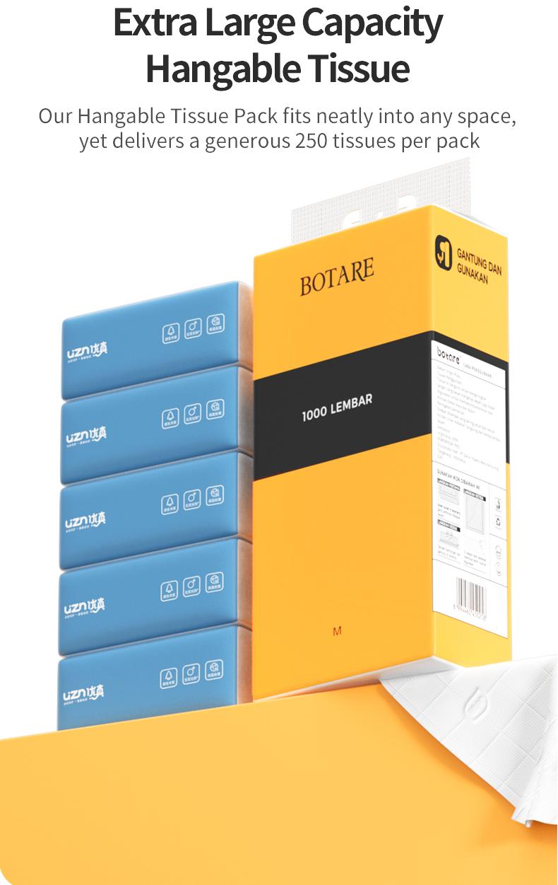 [9PCS]Botare Hanging Tissue 4-Ply 1000 sheets 140*175mm Large Size ...