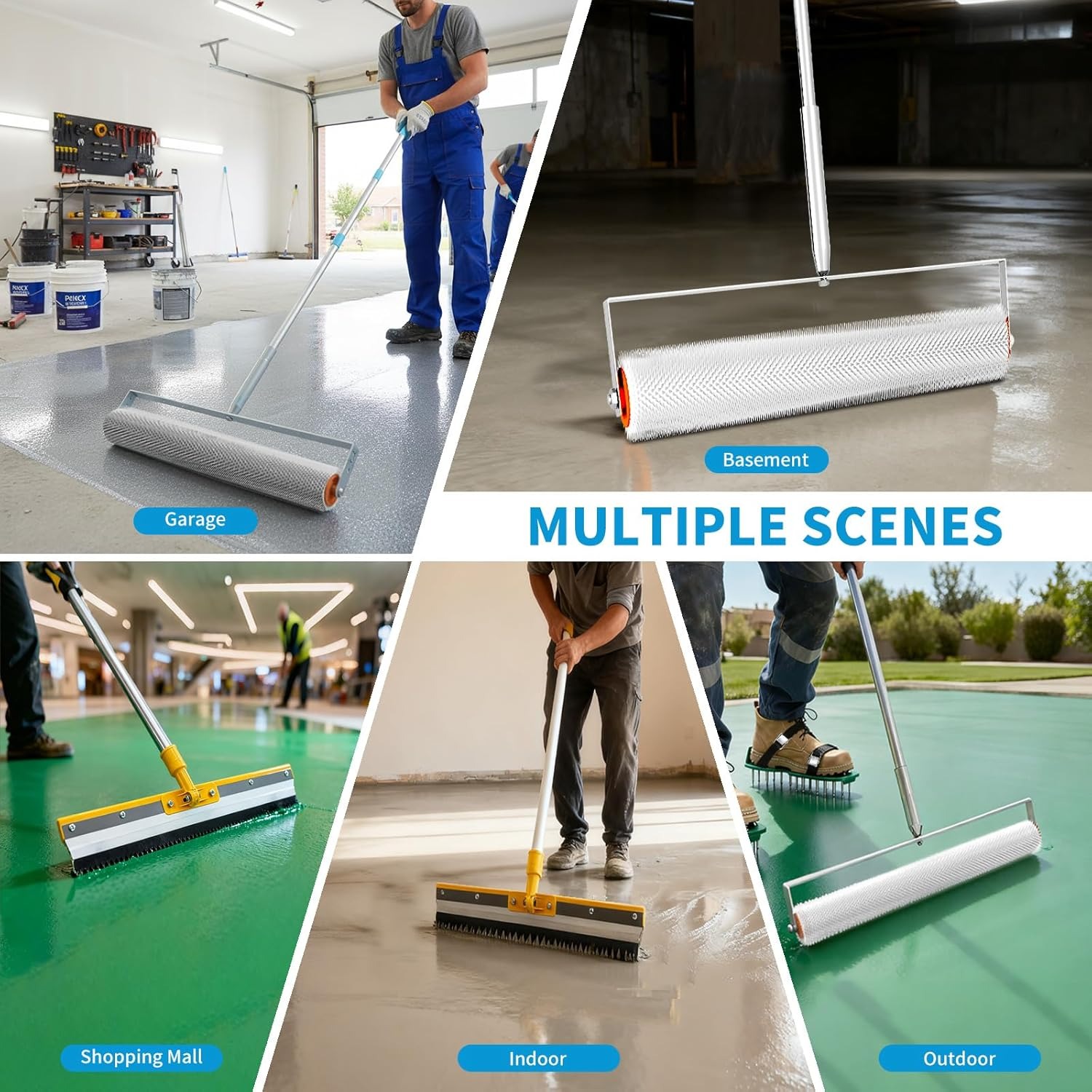 6pcs/set Cement Self-leveling Tool Set Epoxy Floor Coating Roller with ...