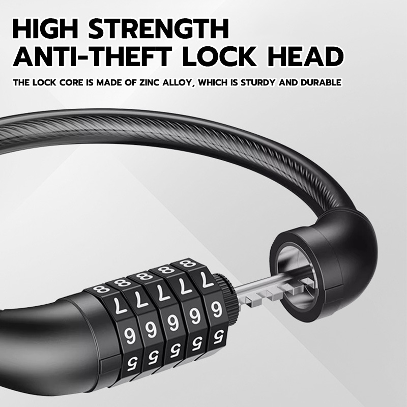 DIY MAX Bicycle Lock Heavy Duty Stainless Steel Coated Combination 5 ...