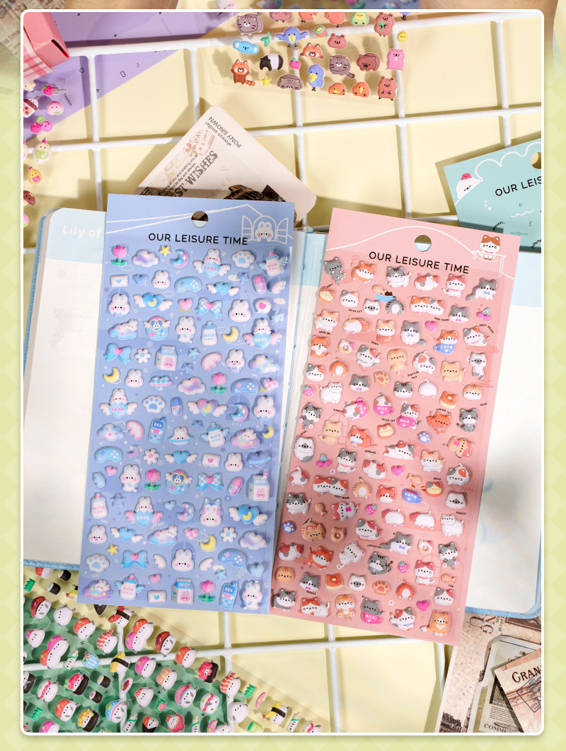 Japanese Style Cute Cartoon 3D Puffy Foam Mini Stickers DIY Decorations ...